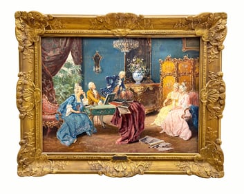 A French Oil On Canvas Painting Depicting a French Interior By E. D'avino