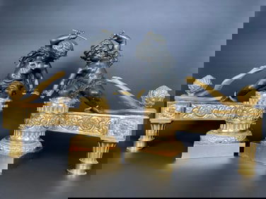 A Large Pair Of Ormolu & Patinated Bronze Chenets By Henry Dasson