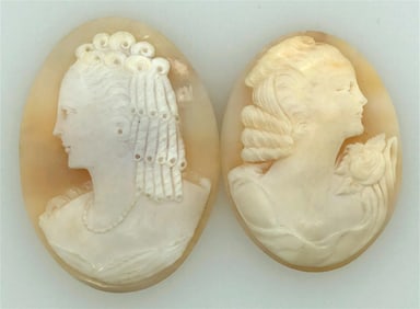 Lot of 2 Victorian Italian Unmounted Shell Cameos