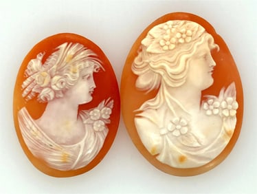 Lot of 2 Victorian Italian Unmounted Shell Cameos