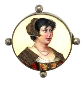 Art Nouveay Sterling Silver Swiss Enamel Brooch