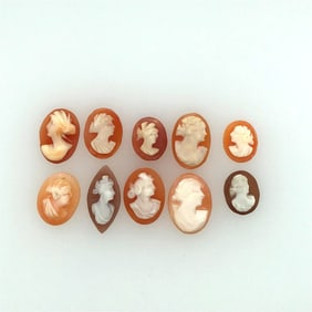 lot of 10 unmounted shell cameos