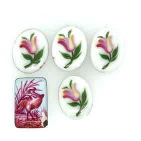 Lot of 5 unmounted porcelain and enamel plaques
