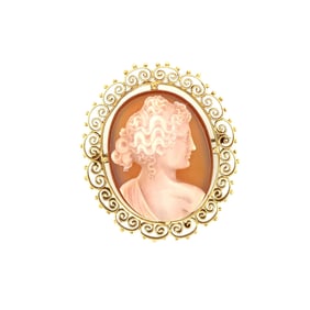 14 K. yellow gold Victorian agate cameo brooch