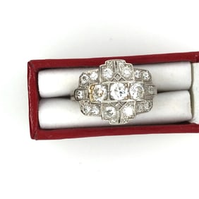 art deco platinum and dimond ring