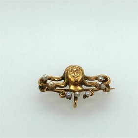 14 k yellow gold Art nouveau pin