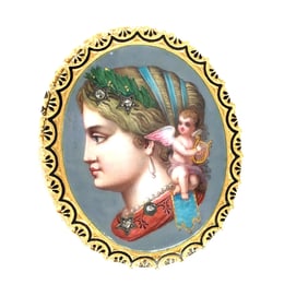 18k. yellow gold swiss enamel brooch