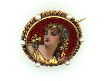 18k yellow gold swiss enamel pin,