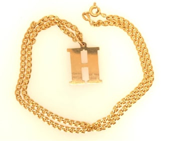 18K Yellow gold necklace initial "H" necklace