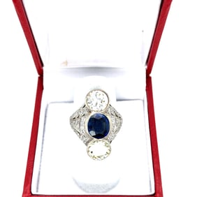 Lady's Platinum,Sapphire and Diamond Ring