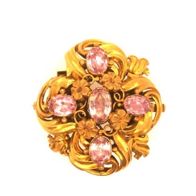 14k Y/G Topaz brooch. Victorian 1850s'