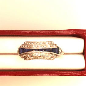 14k Y/G Diamonds and Blue Sapphire Ring