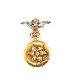 14K Yellow Gold, Diamonds Chatelaine and open Pocket