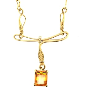 18k Yellow Gold citrine, snake necklace
