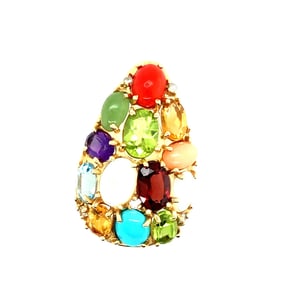 14k yellow gold multi colored stone Pendant with