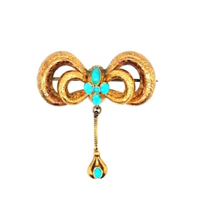 14k Yellow goldVictorian Persian Tuorquise Pin,