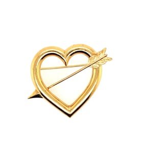 14k yellow gold heart and arrow pin