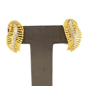 Pair of 18k yellow gold, diamond Earrings