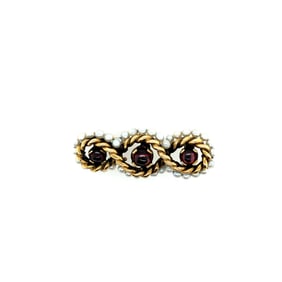 14k yellow gold Victorian Garnet and natural pearls