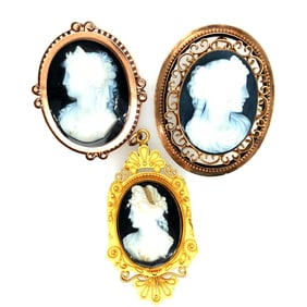 Lots of 3 14K Yellow Goldhard stone CAMEO ,
