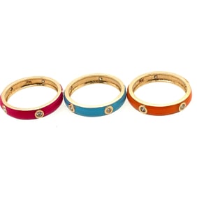 LOTS OF 3 STACKABLE ENAMEL + DIAMONDS ETERNITY BANDS.