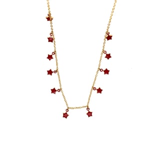 18K YELLOW GOLD STAR ENAMEL NECKLACE