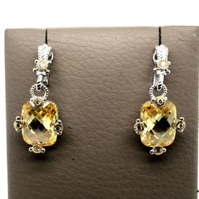 Davio yurman, sterling and 18k gold and dimonds earrings
