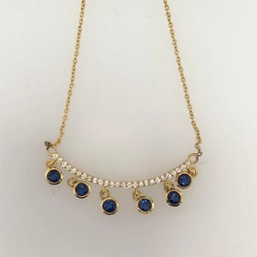 14K Yellow Gold Diamond & Kynite Necklace