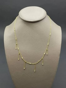 18K Yellow Gold , Diamond & Enamel Necklace.