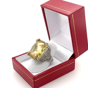 Judith Ripka 18K + 925 Silver  C Z Ring