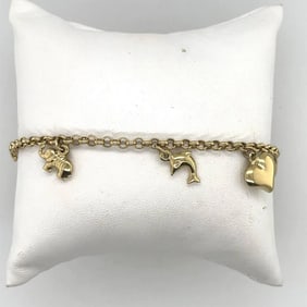 14K Yellow Gold Charm Bracelet.