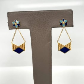 Pice of 14K Enamel Earrings.