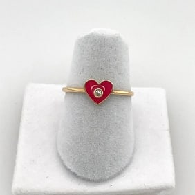 14K Yellow Gold Diamond and Enamel Ring