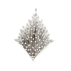 Ladies 14k White Gold & Diamond Pin