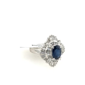 Ladies Platinum, Diamond & Sapphire Ring