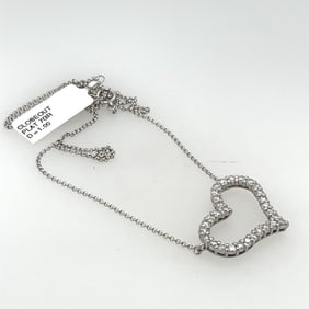 Ladies Platinum & Diamond Heart Shape Necklace