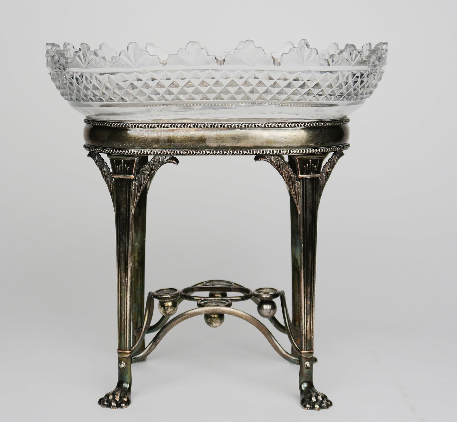 A European Silvered Bronze & Cut Crystal Serving Fruit Bowl (1 of 5)