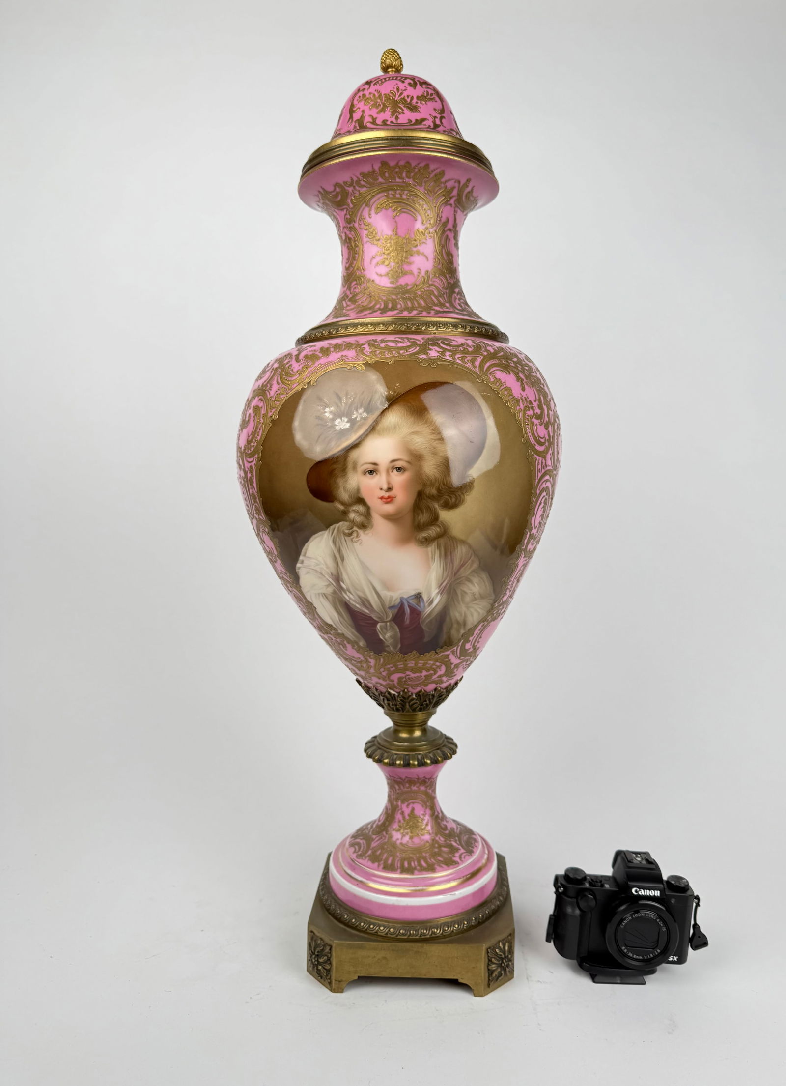 19th Century French Sevres Porcelain Pink Ground Hand Painted Vase By Wagner (1 of 10)