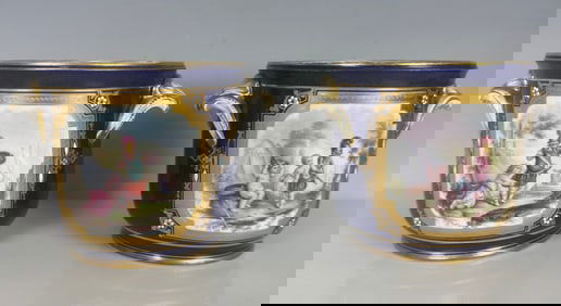 Pair Of 19th Century French Hand Painted Flower Vases