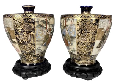 JAPANESE MEIJI PERIOD SATSUMA PORCELAIN VASES