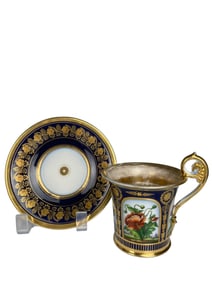 A 19th Century Sevres Style Hand Painted Cup & Saucer