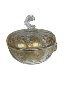 A French Hand Painted Crystal Covered Candy Bowl