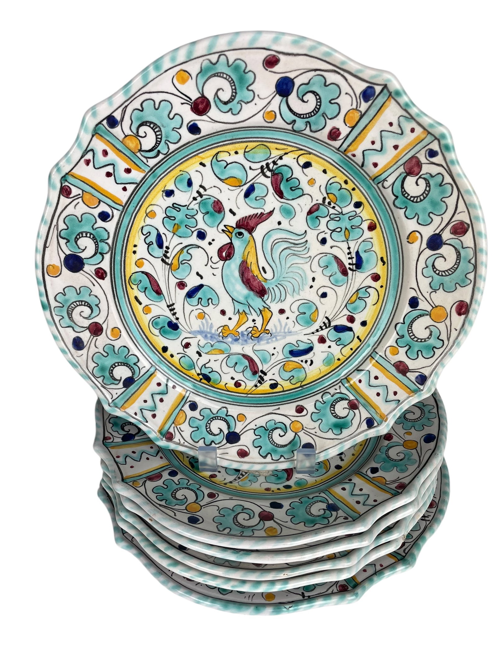 Lot Of 6 Italian Volpi Deruta Porcelain Serving Plates (1 of 2)