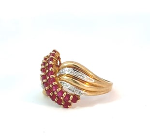 10k Yellow & White Gold,  Diamond & Ruby Ring