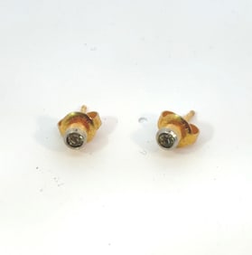 Pair Of Gold Plated Sterling Silver & Diamond Earrings