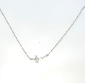 14K White Gold & Diamond Necklace
