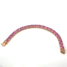 Sterling Silver & Pink tourmaline Tennis Bracelet