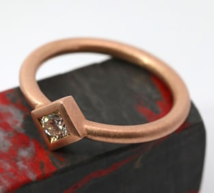 Hand Made 14K Rose gold & Natural Brilliant Cut Diamond Ring