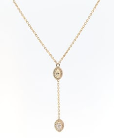 Hand Made 18K Yellow Gold & Natural Diamonds Drop Necklace