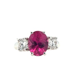 Rubellite and diamond ring